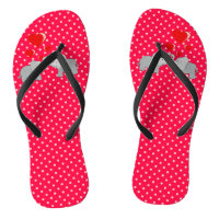 Romantic Elephants & Red Hearts On Polka Dots