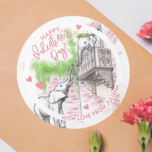 Romantic Elephants Romeo and Juliet Valentines Day Classic Round Sticker