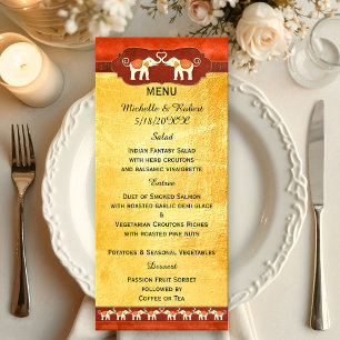 Romantic Elephants Wedding Menu