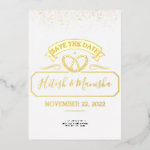 Romantic emblem logo wedding gold Foil Invitation