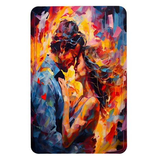 Romantic Embrace Abstract Expressionism Print Magnet (Vertical)