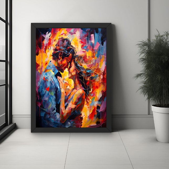 Romantic Embrace Expressionism Abstract Love Art Poster (Creator Uploaded)