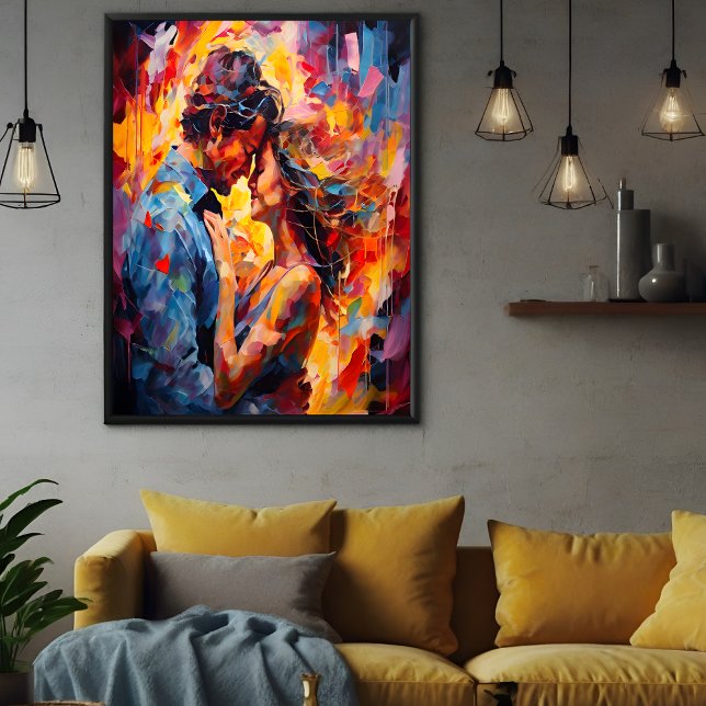 Romantic Embrace Expressionism Abstract Love Art Poster (Creator Uploaded)