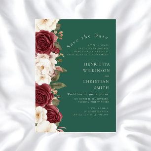 Romantic emerald green  Floral Save the Date Card