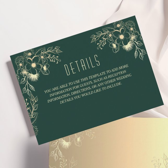 Romantic Emerald Green Wedding Details Card (Creator Uploaded)