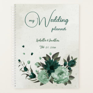 romantic emerald & soft green floral wedding planner