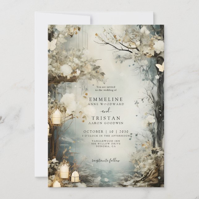 Romantic Enchanted Forest Candlelight Wedding  Invitation (Front)