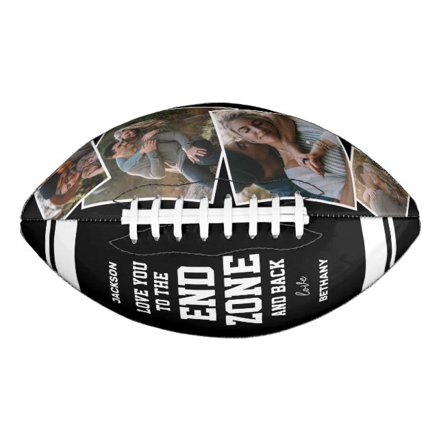 Romantic "End Zone and Back" 4 Photo Football (Front)