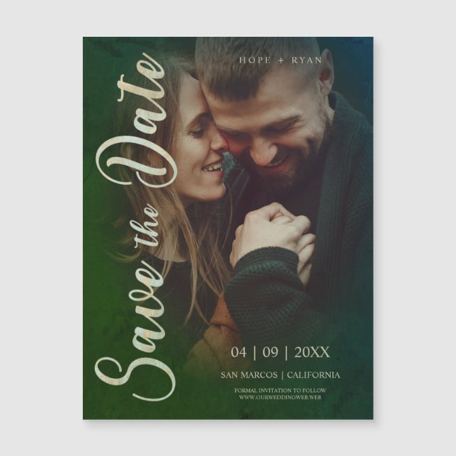 Romantic Engaged Couple Photo Modern Typography (Front)