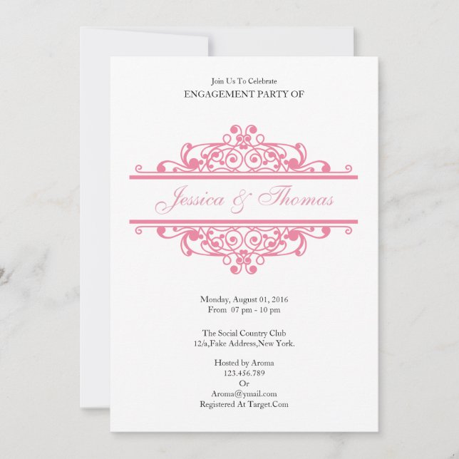 Romantic Engagement Party Invitation Card (Front)