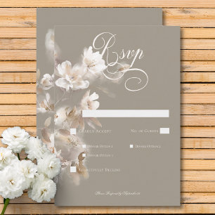 Romantic Ethereal Neutral Beige Floral Dinner RSVP