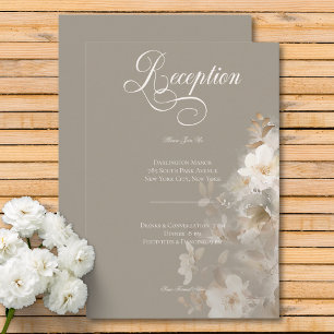 Romantic Ethereal Neutral Beige Floral Reception Enclosure Card