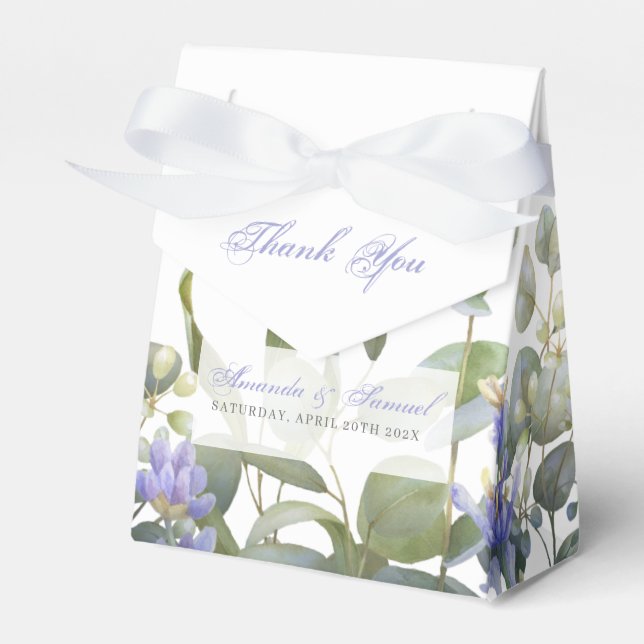 Romantic Eucalyptus & Lavender Wedding  Favour Box (Front Side)