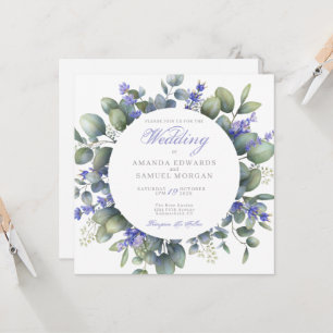 Romantic Eucalyptus & Lavender Wedding Invitation