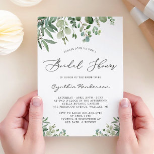 Romantic Eucalyptus Leaves Garden Bridal Shower Invitation