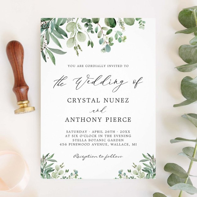 Romantic Eucalyptus Themed Garden Wedding Invitation (Creator Uploaded)