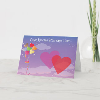 Romantic Evening Hearts & Balloons Holiday Card
