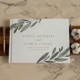 Romantic Evergreen Botanical Wedding Guest Book