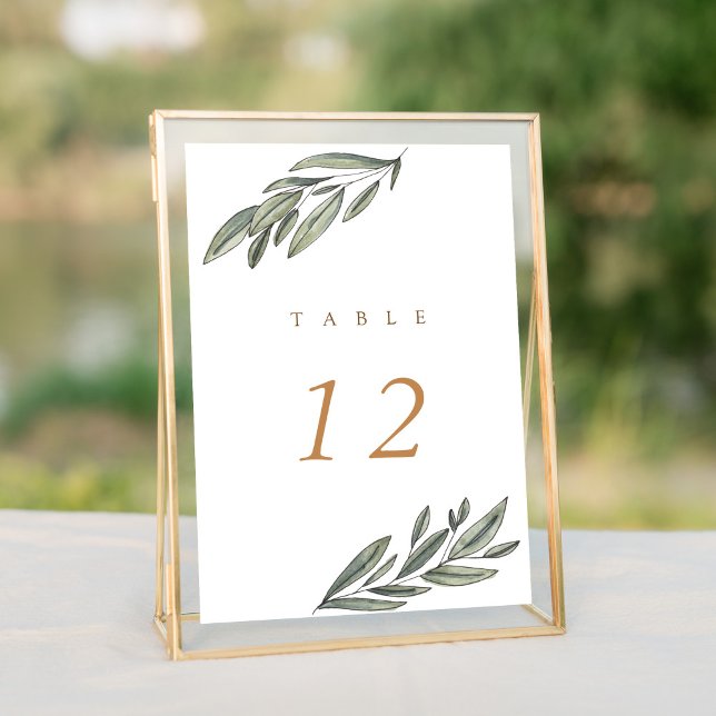 Romantic Evergreen Wedding Table Number Card (Creator Uploaded)