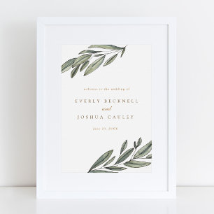 Romantic Evergreen Wedding Welcome Sign
