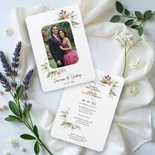 Romantic Exquisite Floral Bouquets Frame Photo Invitation