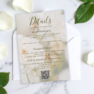 Romantic Faded White Rose Photo Wedding Details Enclosure Card