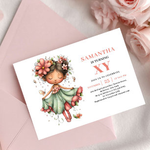 Romantic Fairy Girl Birthday Blush Floral invite