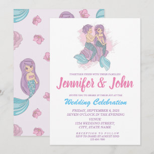 Romantic Fairy Tale Mermaid Wedding Invitation