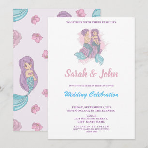 Romantic Fairy Tale Mermaid Wedding Invitation