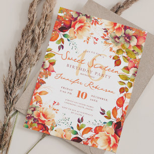Romantic Fall Autumn Garden Floral Sweet 16  Invitation