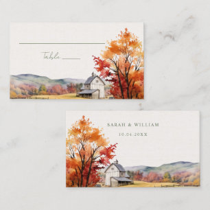 Romantic fall barn Wedding Place Card