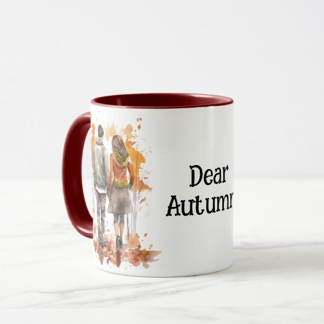 Romantic Fall Couple Umbrella Mug (Front Left)