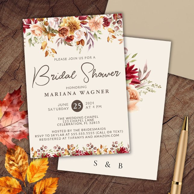 Romantic Fall Floral Bridal Shower Invitation (Creator Uploaded)