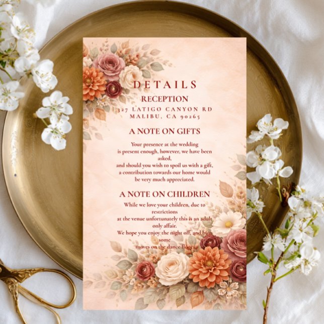 Romantic Fall Floral Wedding Enclosure Card (Creator Uploaded)