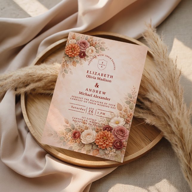 Romantic Fall Floral Wedding Invitation (Creator Uploaded)