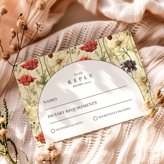 Romantic Fall Floral Wedding RSVP Card (Creator Uploaded)