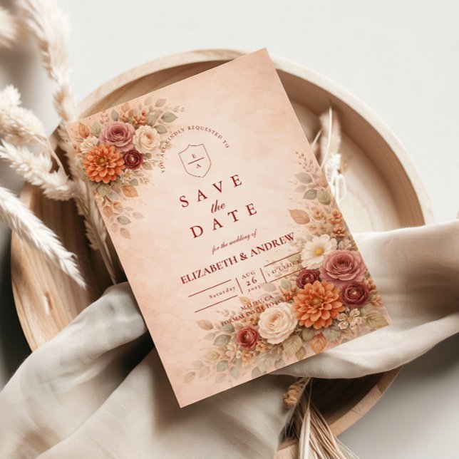 Romantic Fall Floral Wedding Save The Date (Creator Uploaded)