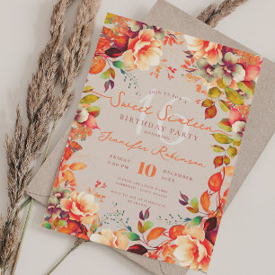 Romantic Fall Garden Floral Sweet 16 Champagne  Invitation