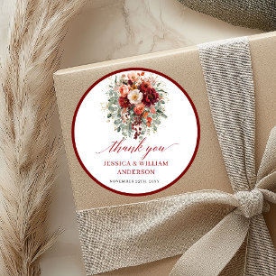 Romantic Fall Marsala Floral Wedding Sticker