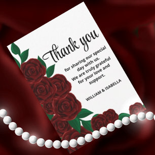 Romantic Fall outdoor wedding gorgeous Red roses Thank You Card