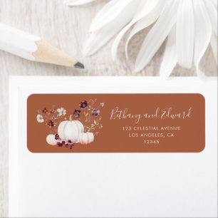 Romantic Fall Terracotta Wildflower Wedding Return Address Label