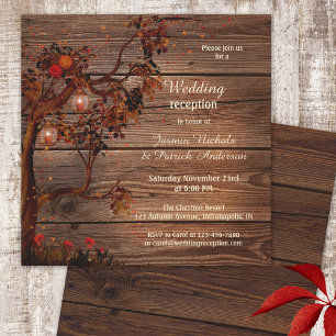 Romantic Fall Wedding Reception Only Invitation