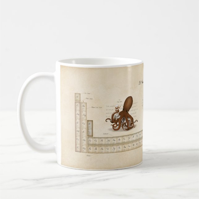 Romantic Faux-Antique Periodic Table of Elements Coffee Mug (Left)
