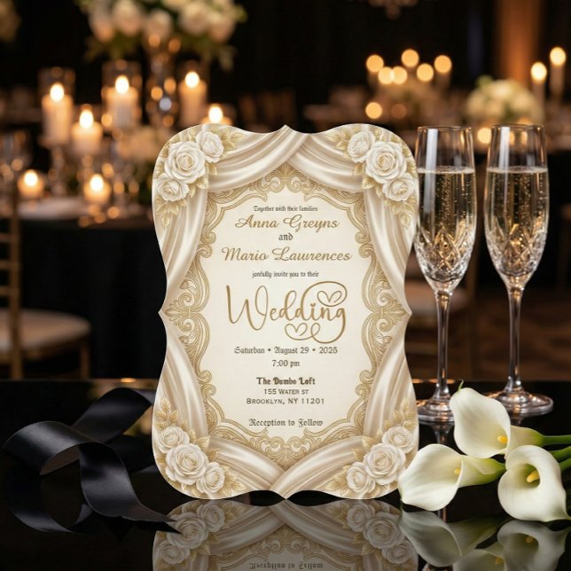 Romantic Faux Gold Calligraphy Royal Wedding  Invitation (Creator Uploaded)