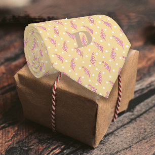 Romantic Feathers Buttercream Pink Monogram Tie
