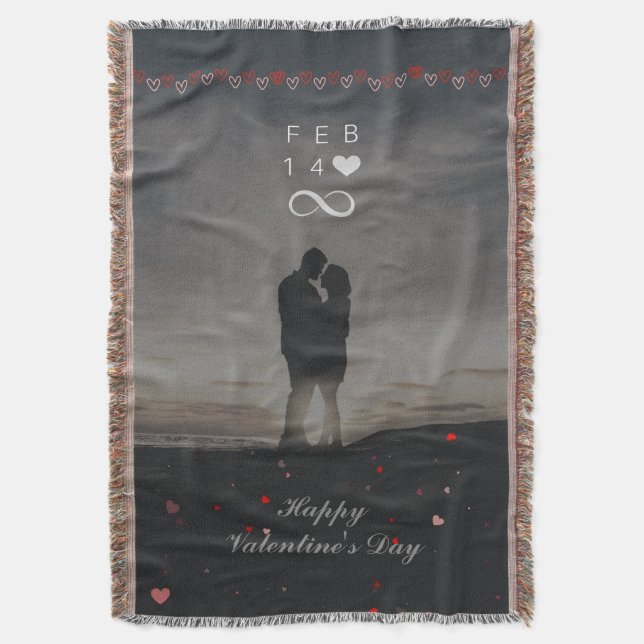 Romantic Feb 14 Infinity Valentine Design Throw Blanket (Front Vertical)
