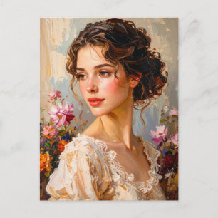 Romantic Female Portrait Modern Art Postcard