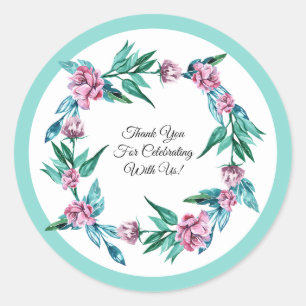 Romantic Feminine Floral 40th Birthday Classic Round Sticker