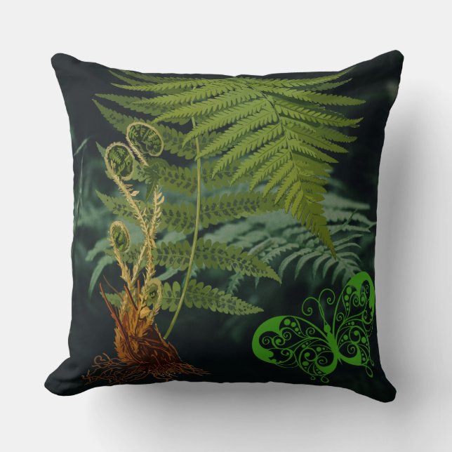 Romantic Fern, Forest Scene Pillow (Front)