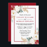 Romantic Festive Red White Green Floral Wedding Invitation<br><div class="desc">Romantic Festive Red White Green Floral Wedding Invitation

Beautiful White and Burgundy Red Roses

Suitable for all seasons</div>